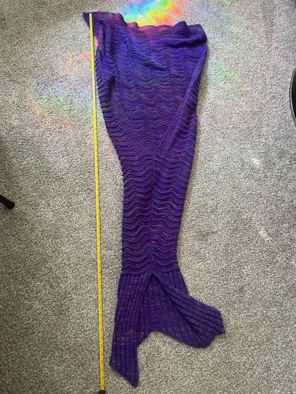 Purple Mermaid Tail Knit Blanket